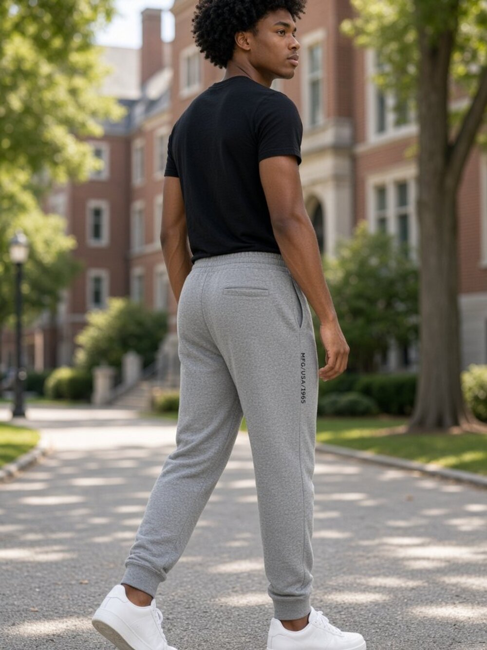 Smith Men Grey Sweet Pants Sport Logo Joggers Elastic Waist Soft Park Path US XL